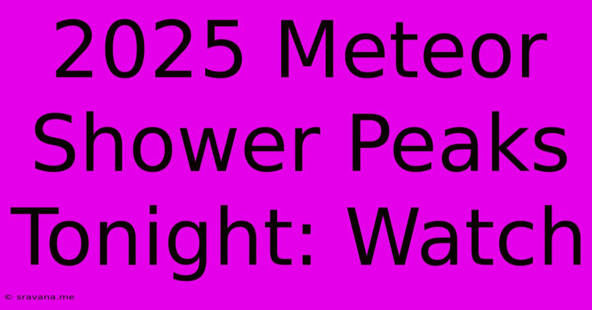 2025 Meteor Shower Peaks Tonight: Watch