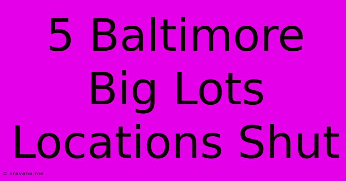 5 Baltimore Big Lots Locations Shut