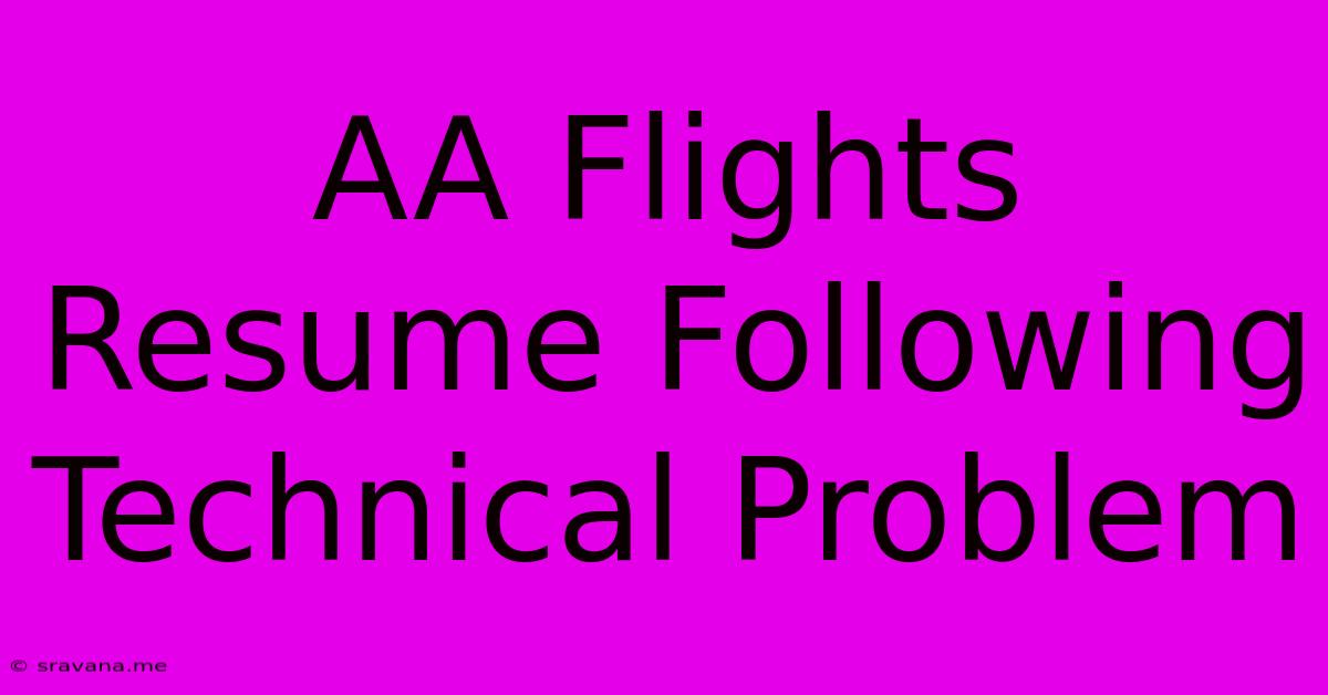 AA Flights Resume Following Technical Problem