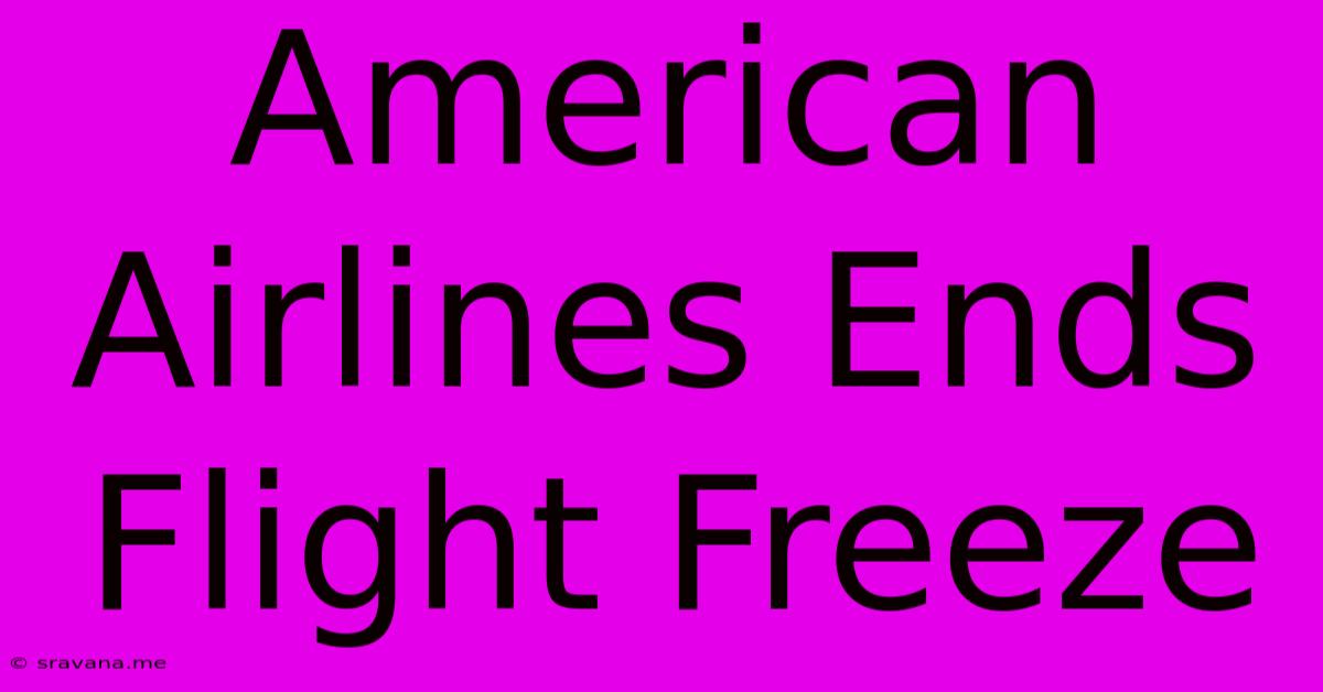 American Airlines Ends Flight Freeze