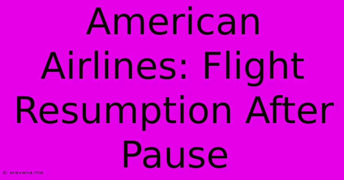 American Airlines: Flight Resumption After Pause