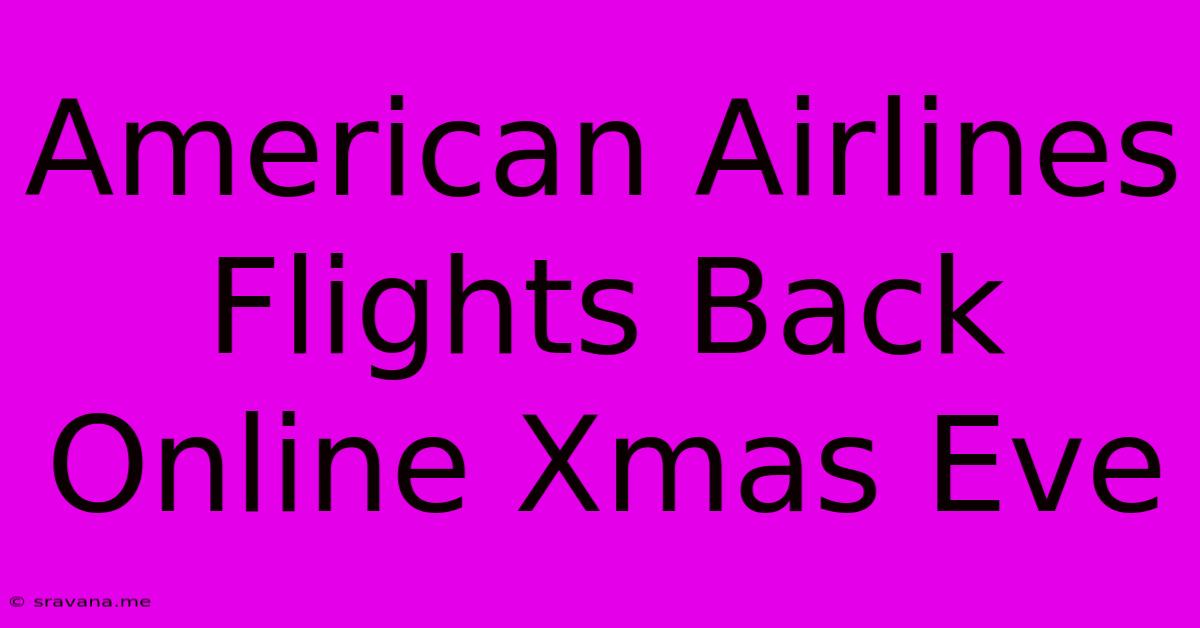 American Airlines Flights Back Online Xmas Eve