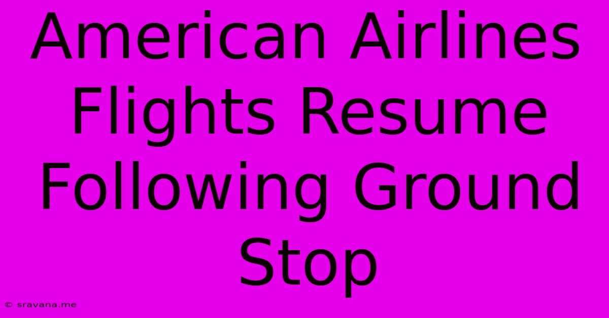 American Airlines Flights Resume Following Ground Stop