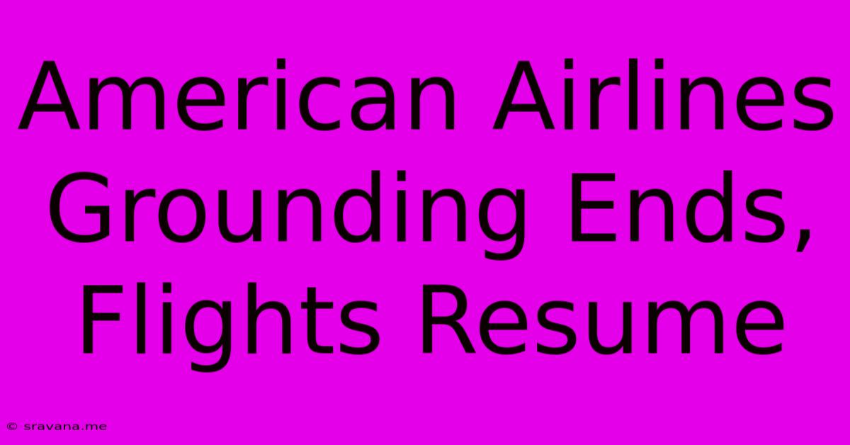 American Airlines Grounding Ends, Flights Resume