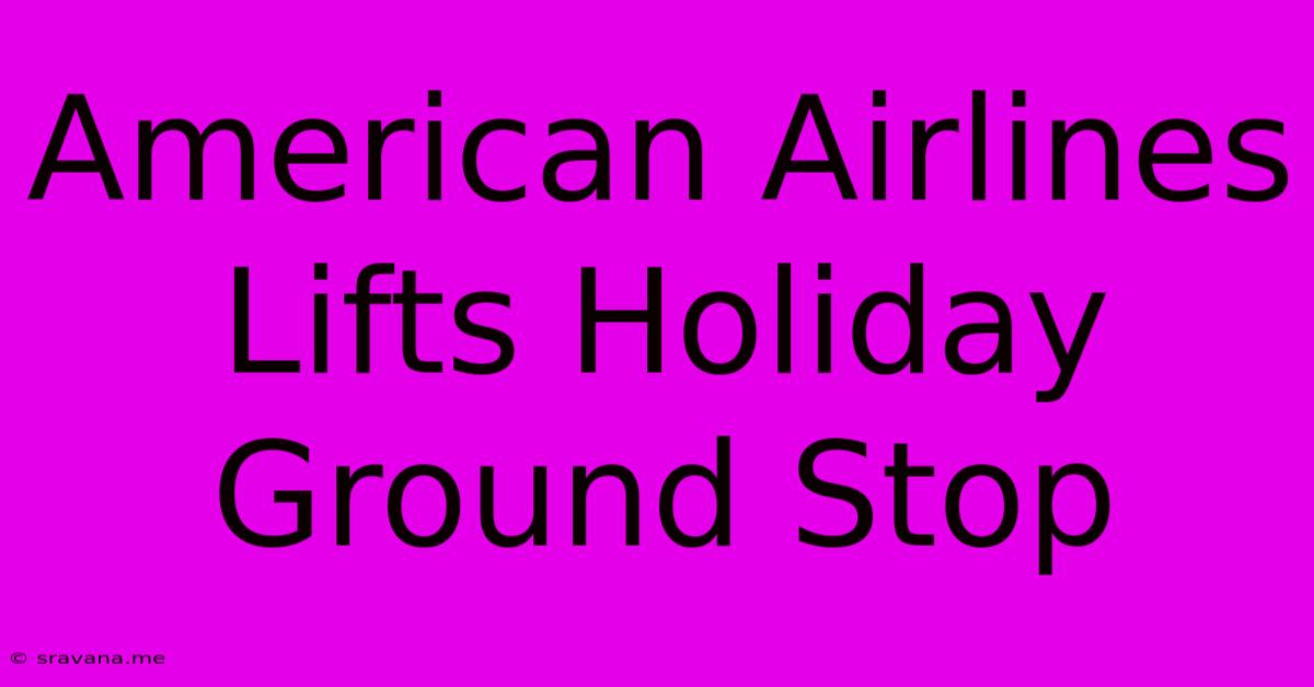 American Airlines Lifts Holiday Ground Stop