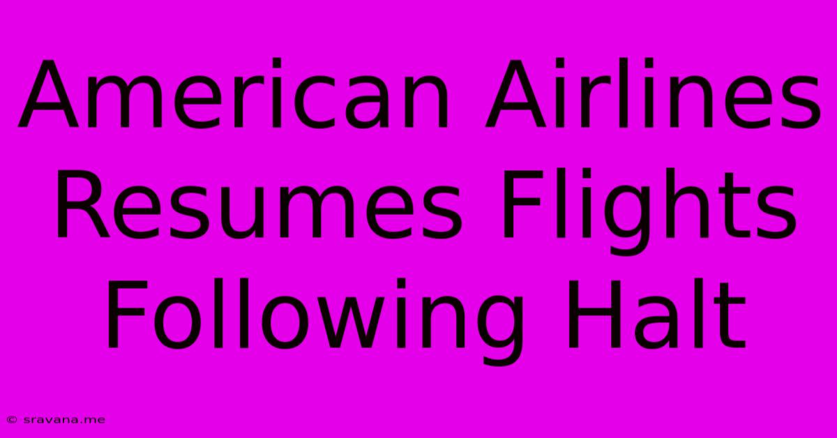 American Airlines Resumes Flights Following Halt