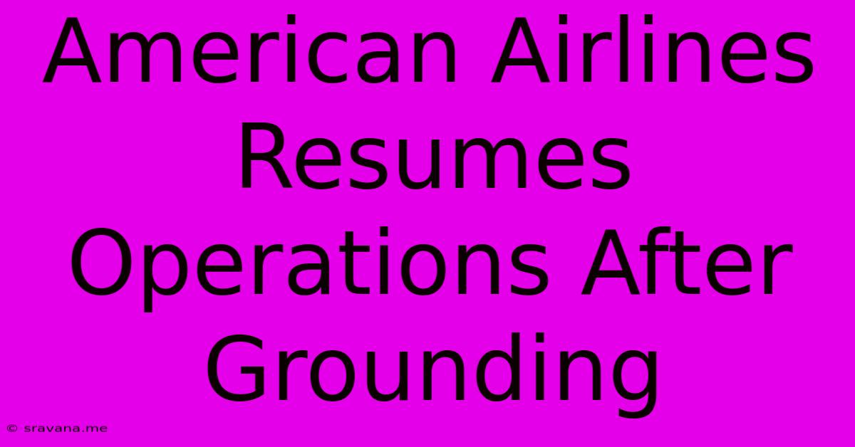 American Airlines Resumes Operations After Grounding