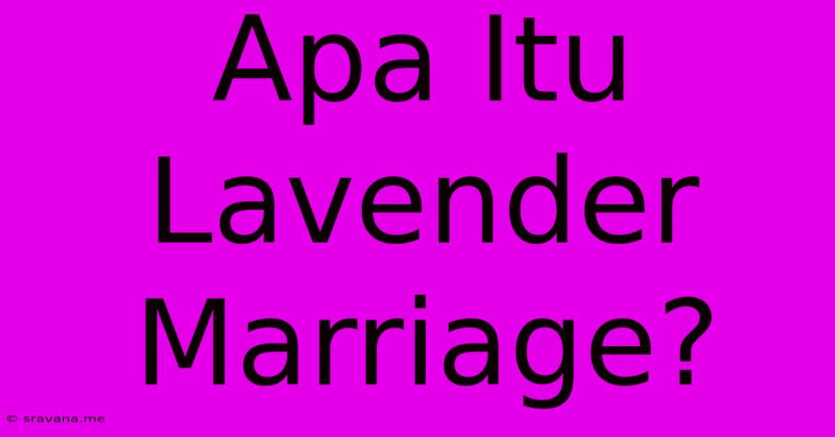 Apa Itu Lavender Marriage?