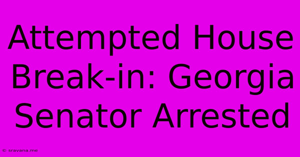 Attempted House Break-in: Georgia Senator Arrested