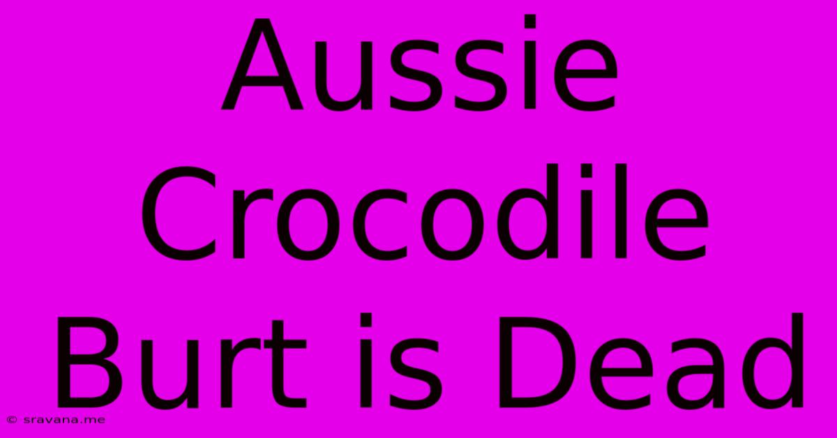 Aussie Crocodile Burt Is Dead