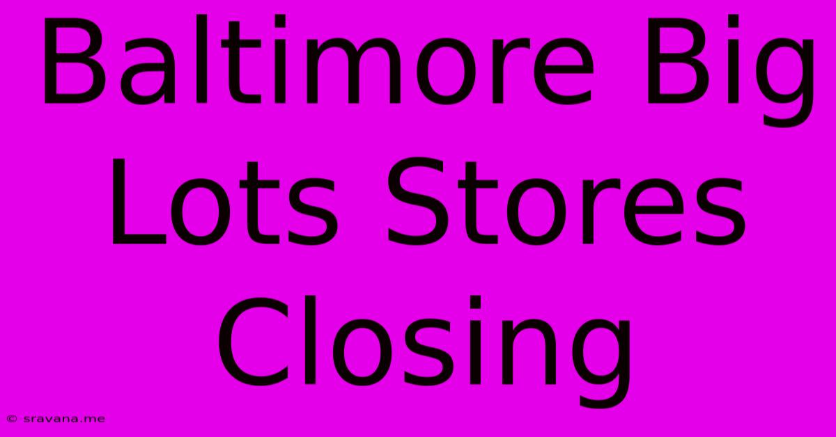 Baltimore Big Lots Stores Closing