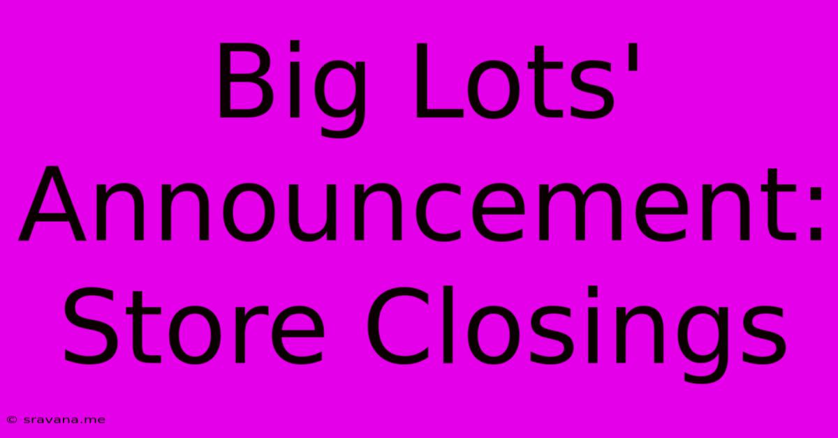 Big Lots' Announcement: Store Closings