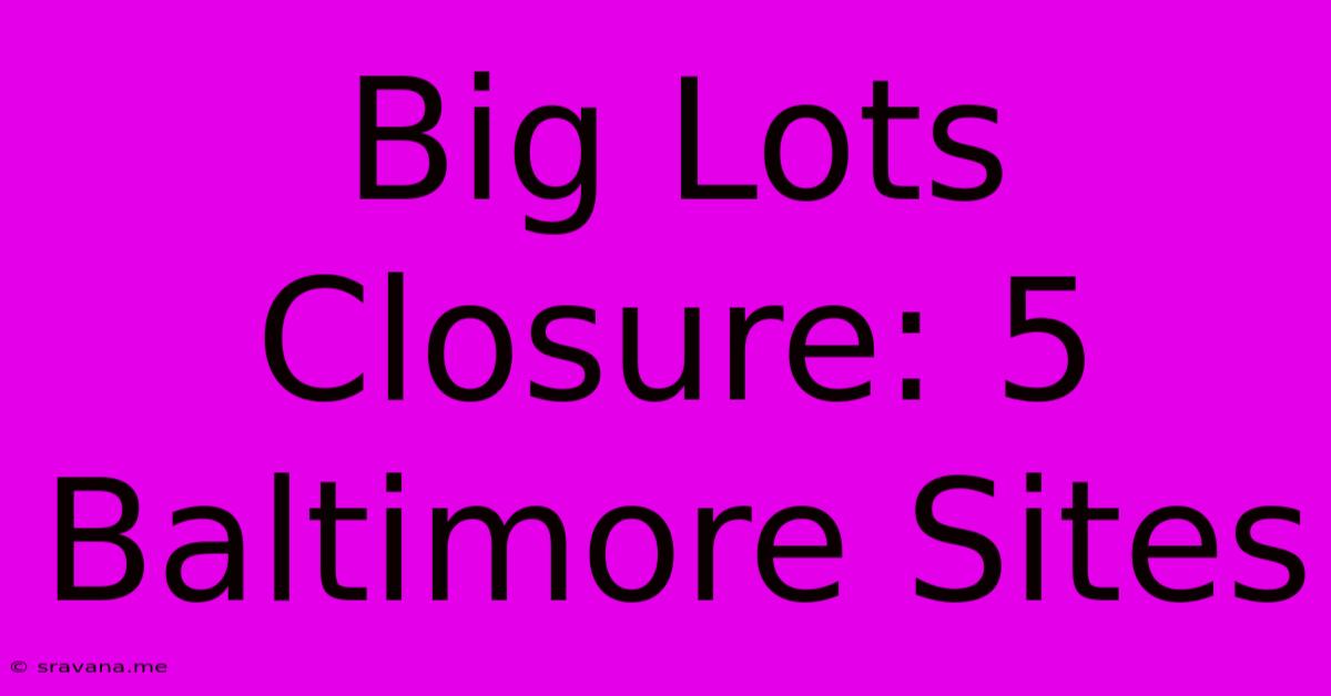 Big Lots Closure: 5 Baltimore Sites