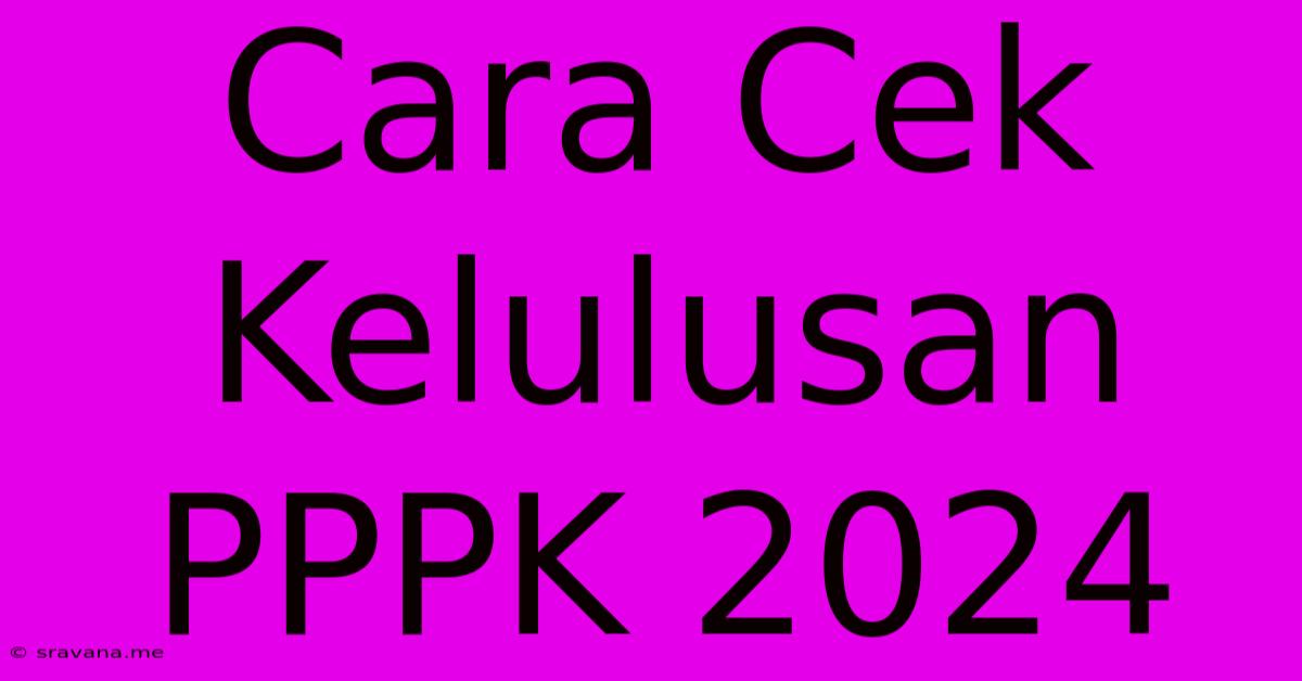 Cara Cek Kelulusan PPPK 2024