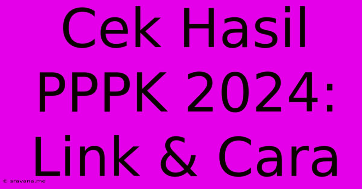 Cek Hasil PPPK 2024: Link & Cara