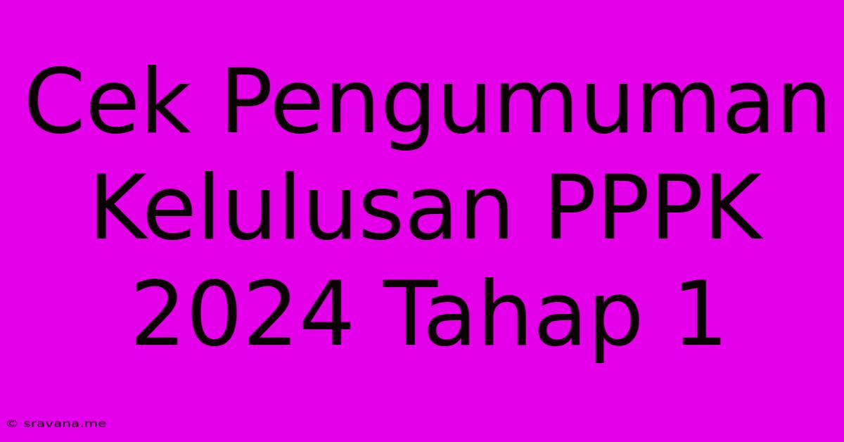 Cek Pengumuman Kelulusan PPPK 2024 Tahap 1