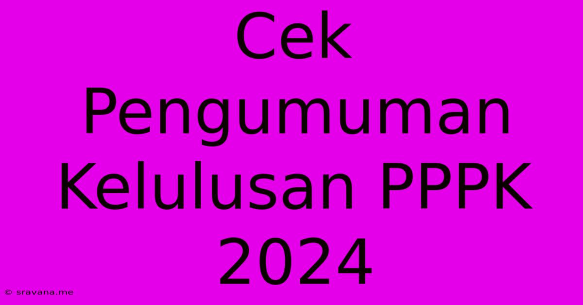 Cek Pengumuman Kelulusan PPPK 2024