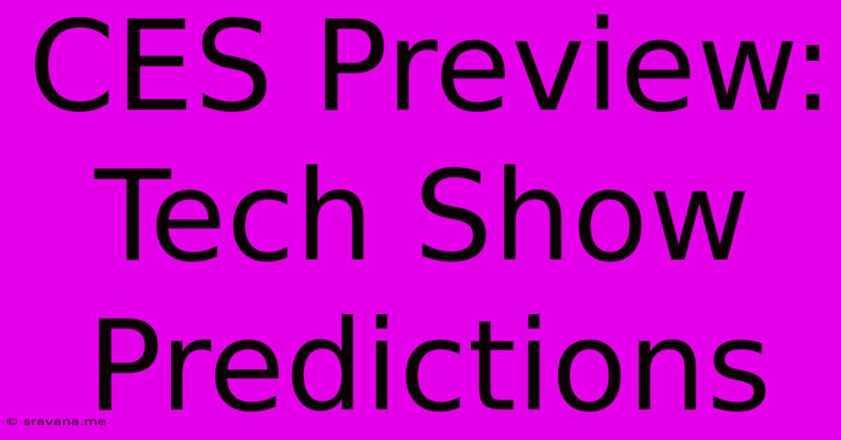 CES Preview: Tech Show Predictions