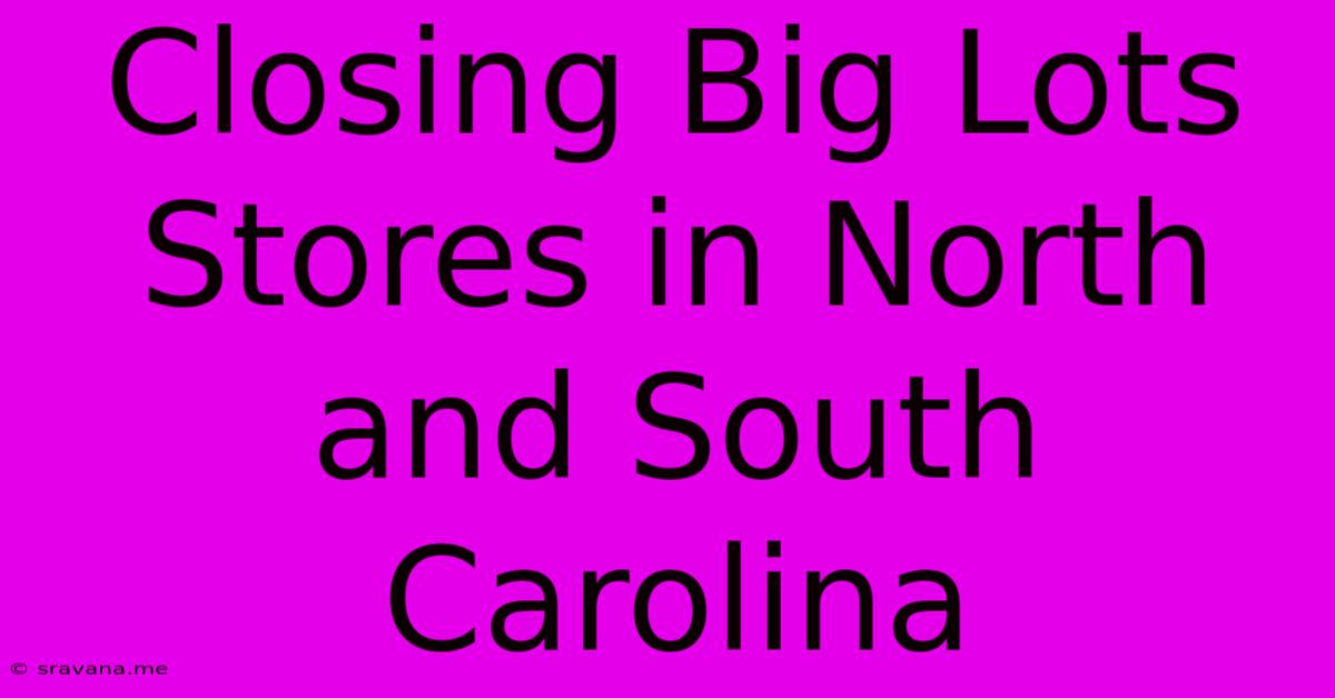 Closing Big Lots Stores In North And South Carolina