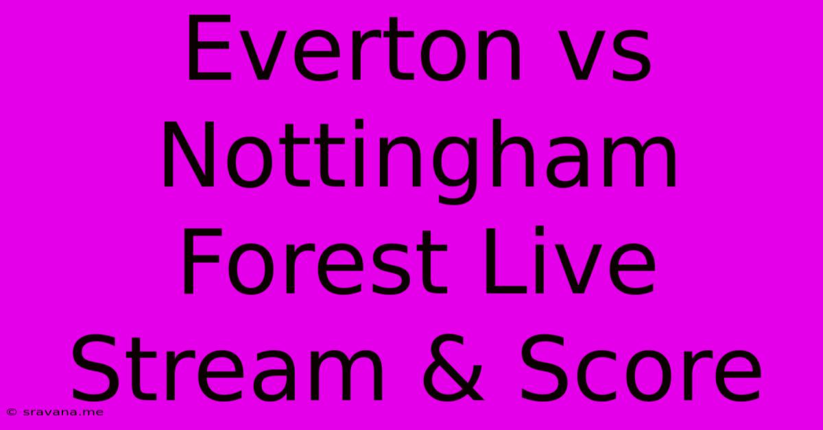 Everton Vs Nottingham Forest Live Stream & Score