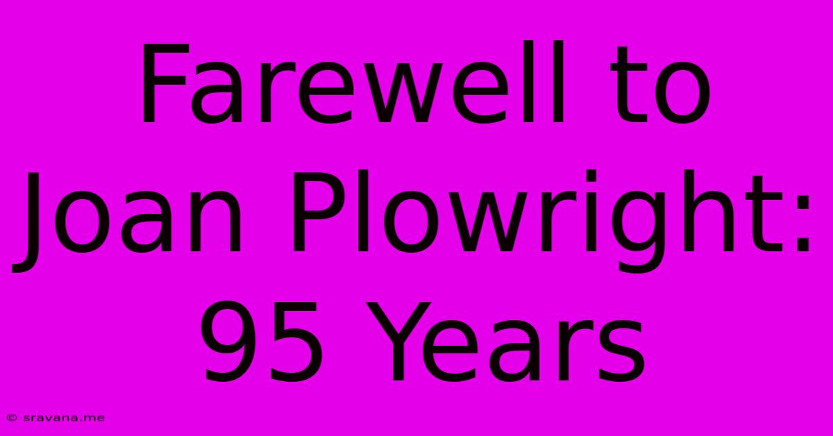 Farewell To Joan Plowright: 95 Years