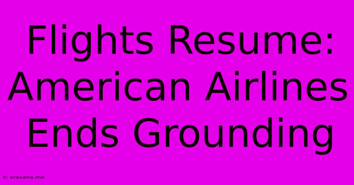 Flights Resume: American Airlines Ends Grounding