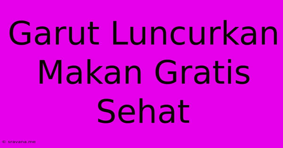 Garut Luncurkan Makan Gratis Sehat