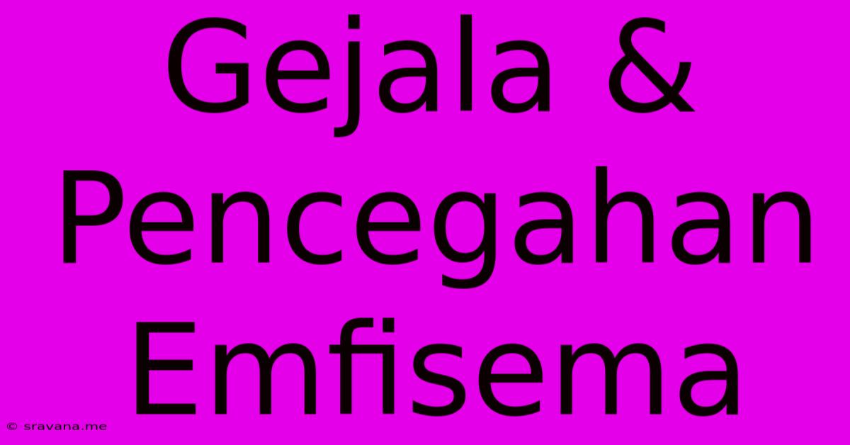 Gejala & Pencegahan Emfisema