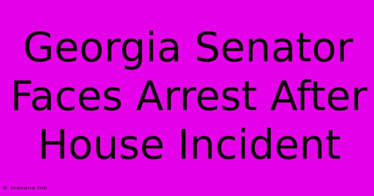 Georgia Senator Faces Arrest After House Incident