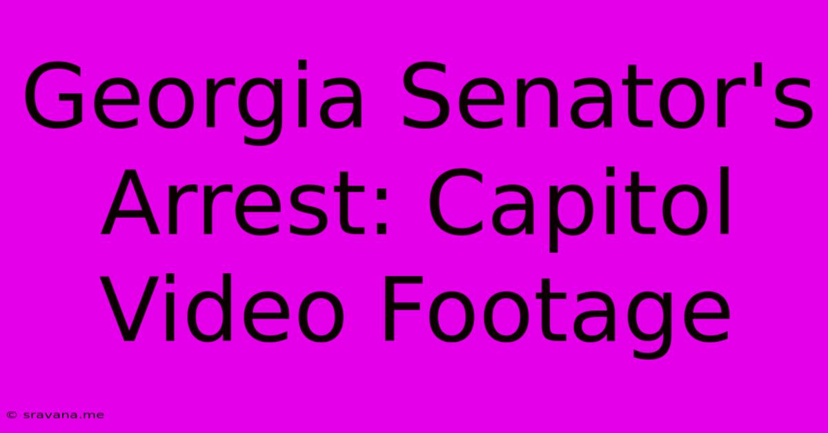 Georgia Senator's Arrest: Capitol Video Footage