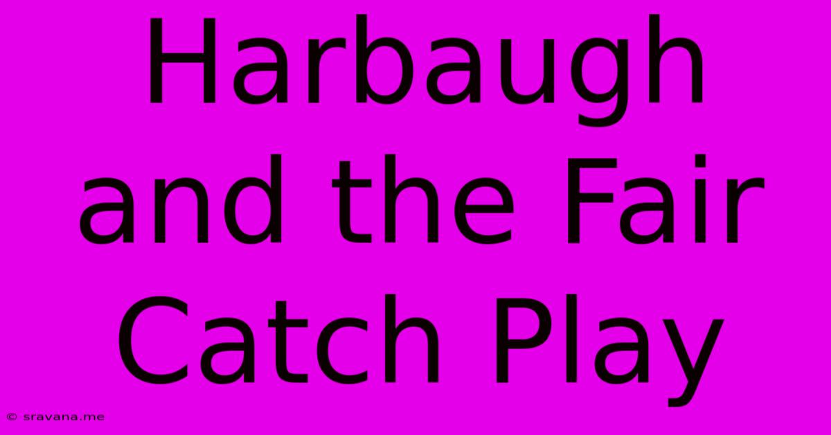 Harbaugh And The Fair Catch Play