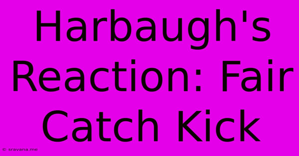 Harbaugh's Reaction: Fair Catch Kick