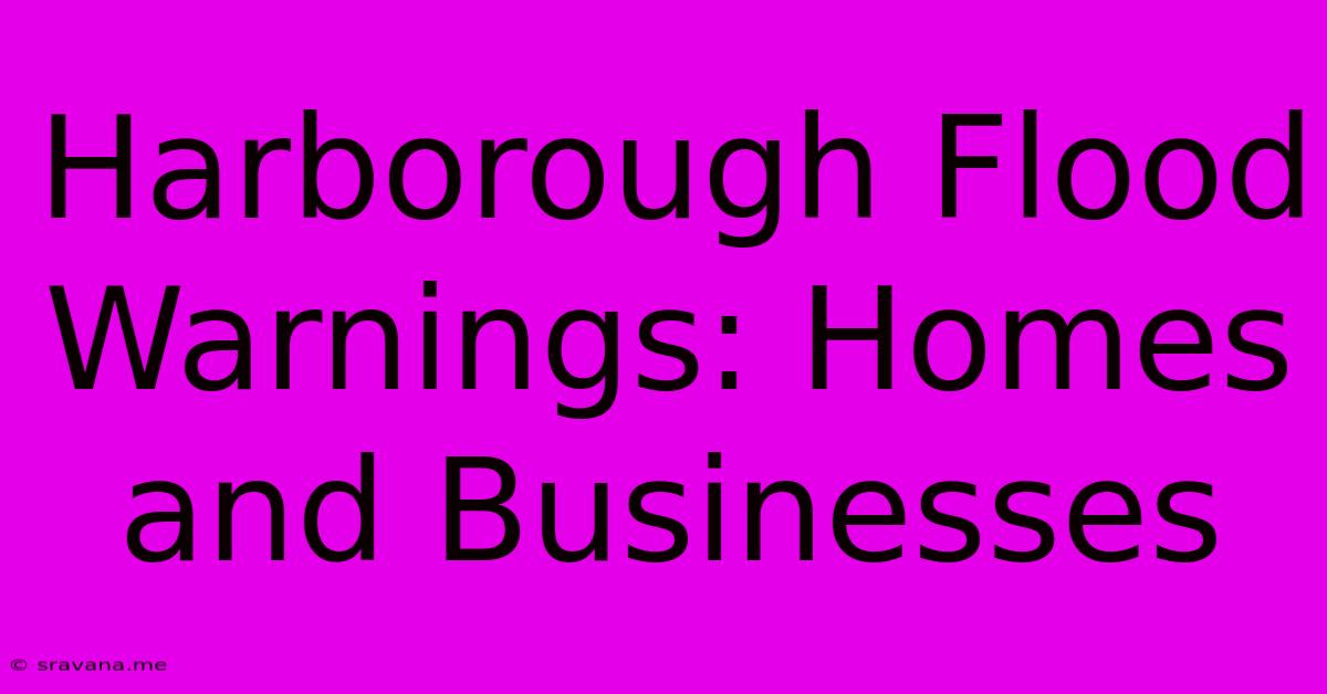 Harborough Flood Warnings: Homes And Businesses