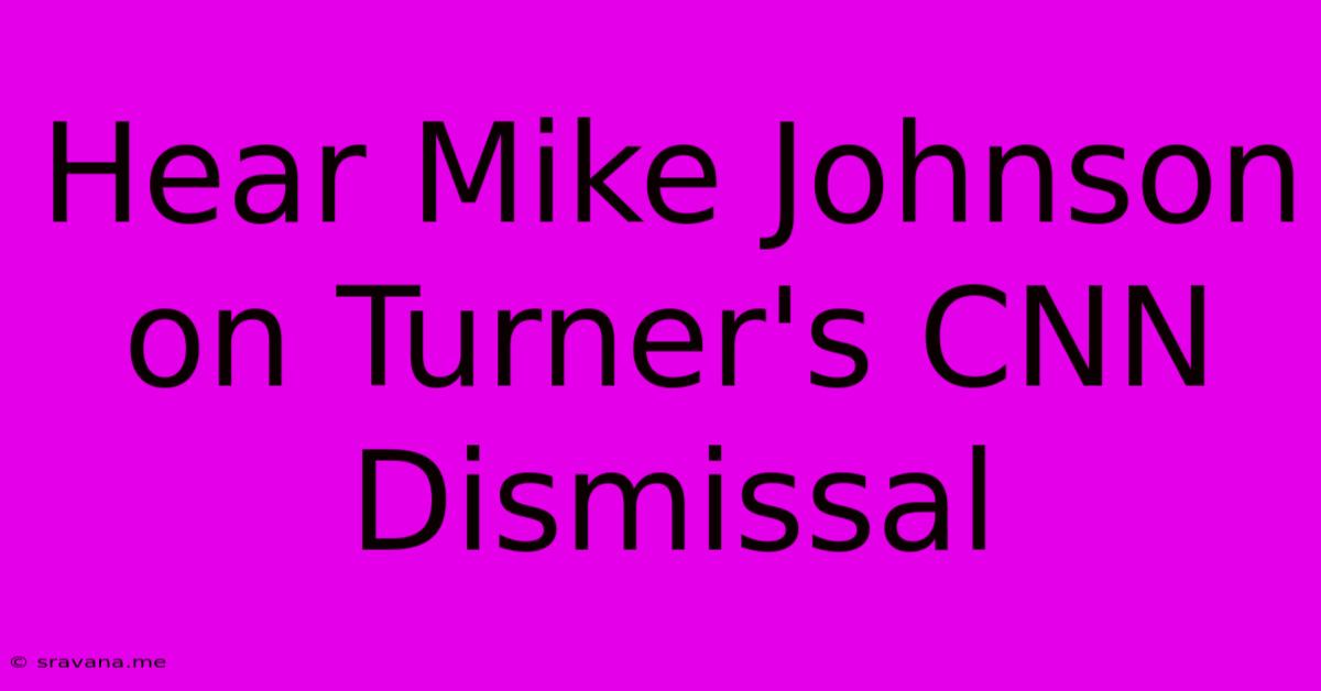 Hear Mike Johnson On Turner's CNN Dismissal