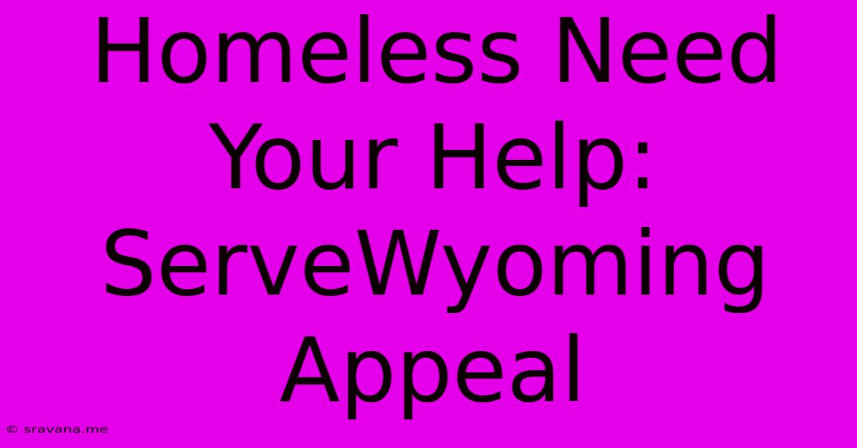 Homeless Need Your Help: ServeWyoming Appeal