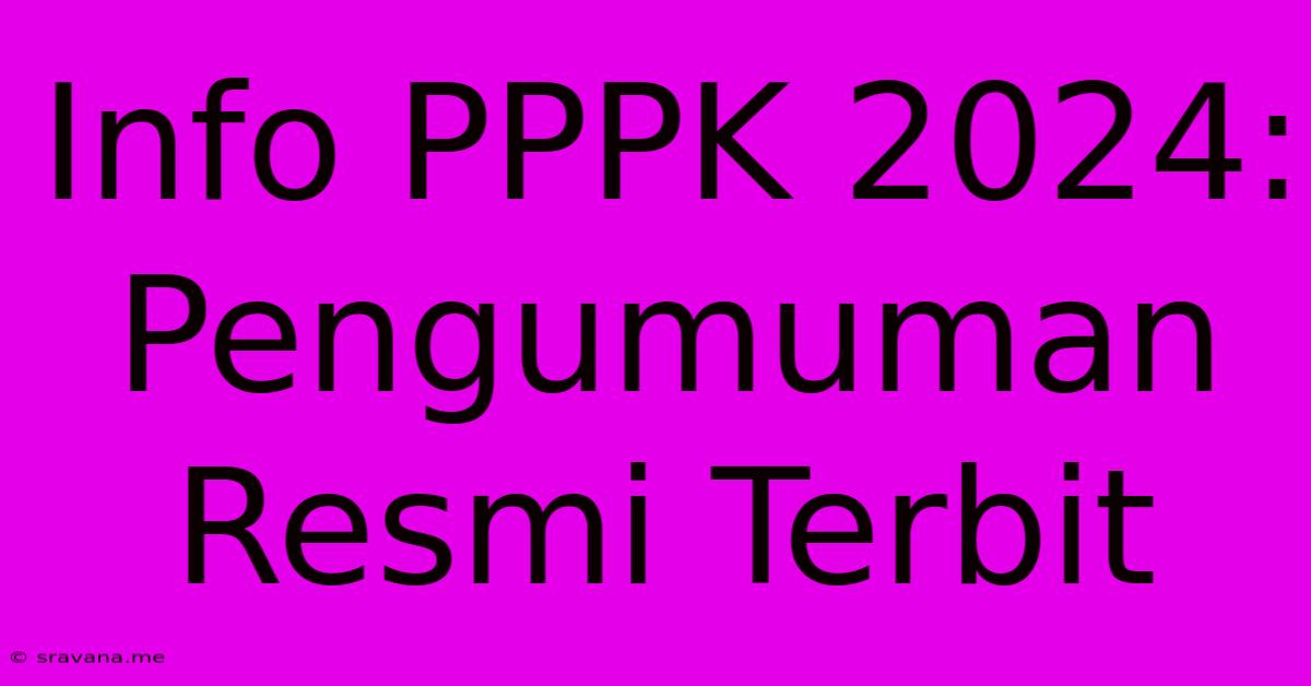 Info PPPK 2024: Pengumuman Resmi Terbit