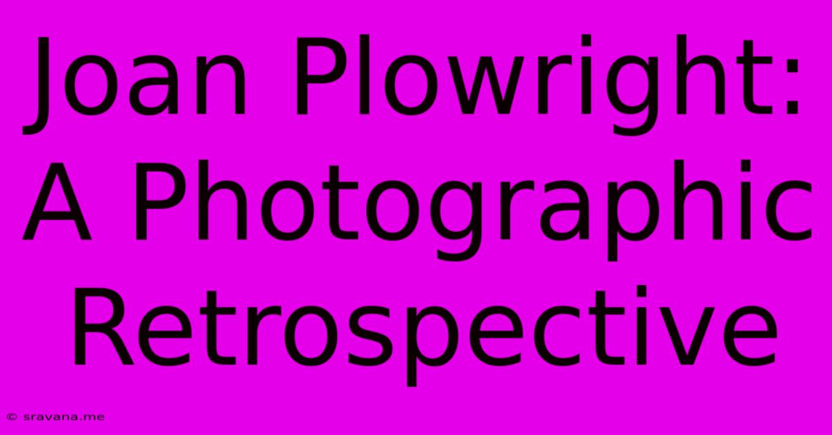 Joan Plowright:  A Photographic Retrospective