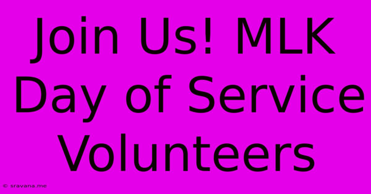 Join Us! MLK Day Of Service Volunteers