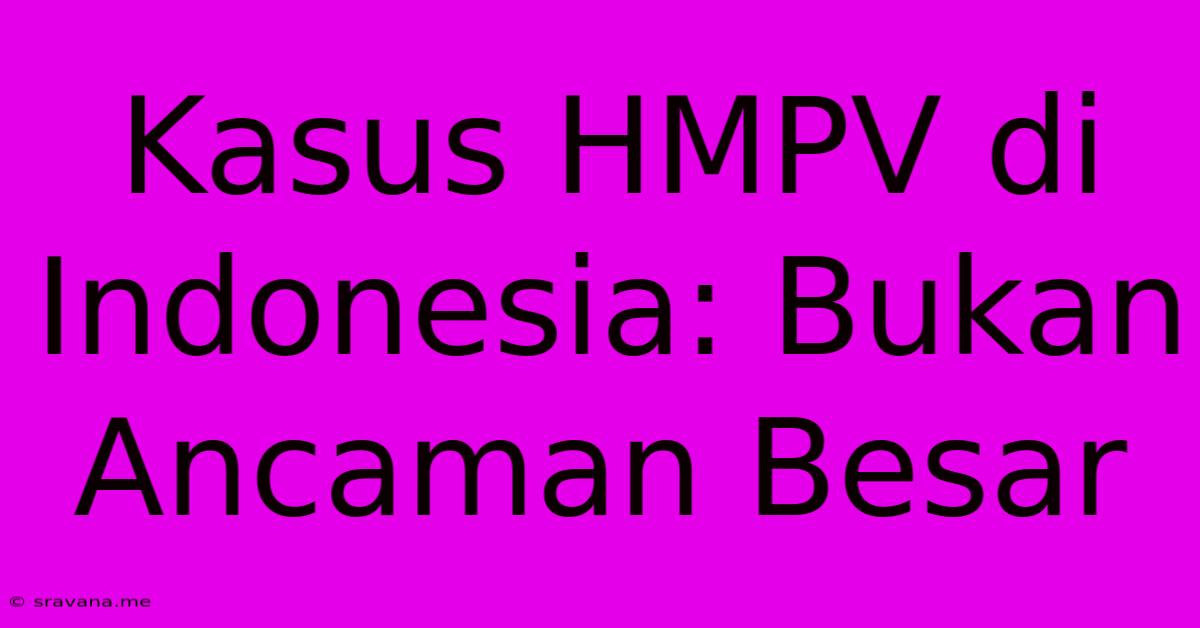 Kasus HMPV Di Indonesia: Bukan Ancaman Besar