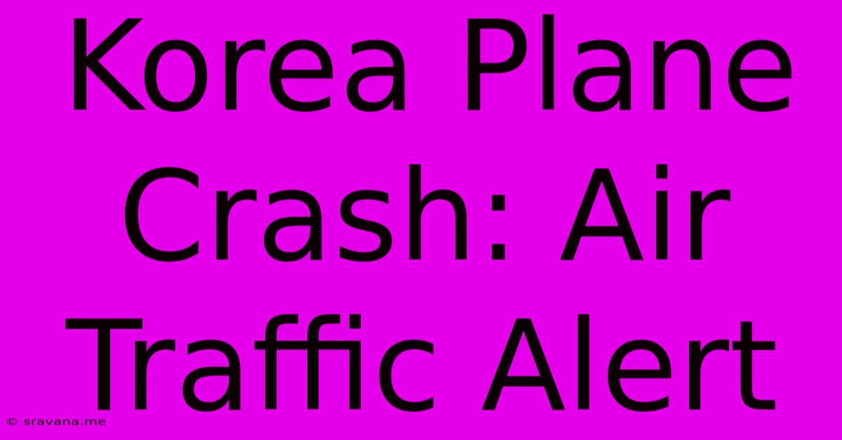 Korea Plane Crash: Air Traffic Alert