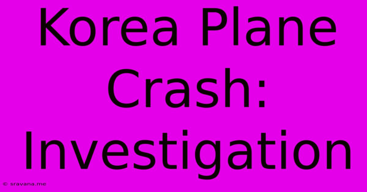 Korea Plane Crash: Investigation