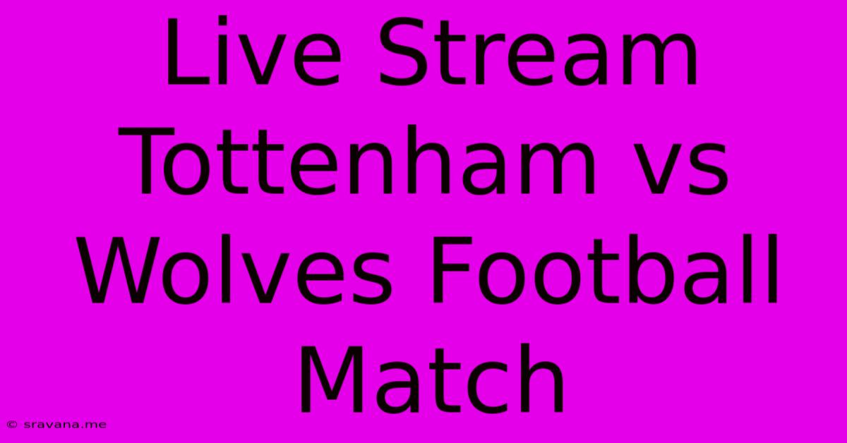 Live Stream Tottenham Vs Wolves Football Match