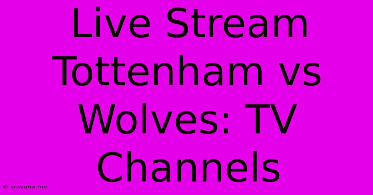 Live Stream Tottenham Vs Wolves: TV Channels