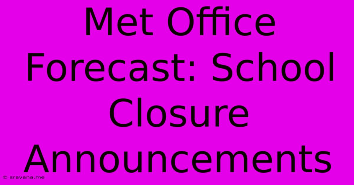 Met Office Forecast: School Closure Announcements