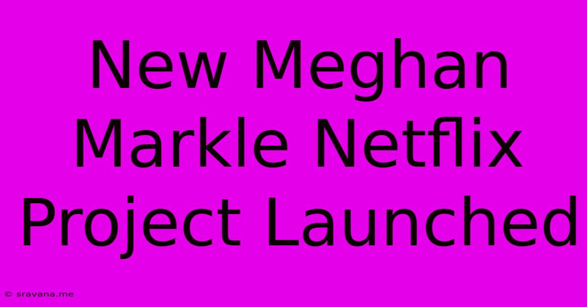 New Meghan Markle Netflix Project Launched