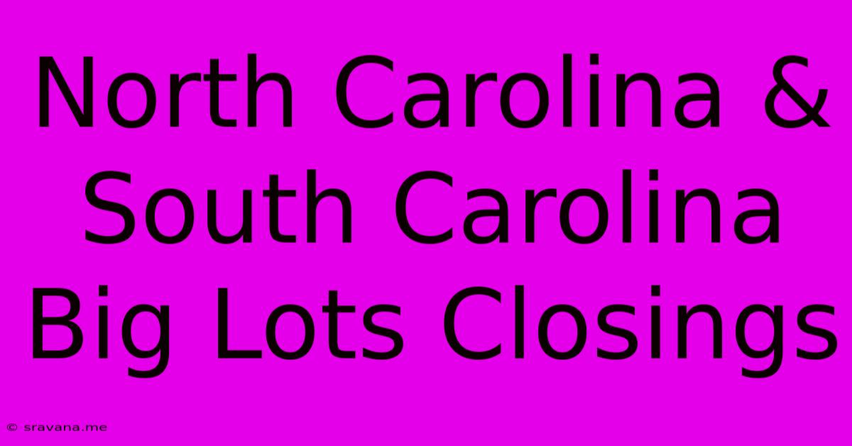 North Carolina & South Carolina Big Lots Closings