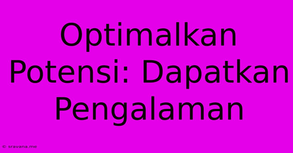 Optimalkan Potensi: Dapatkan Pengalaman