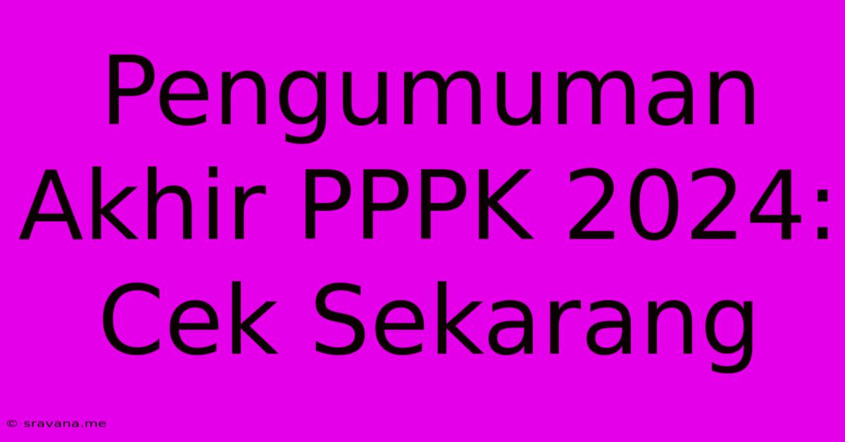 Pengumuman Akhir PPPK 2024: Cek Sekarang