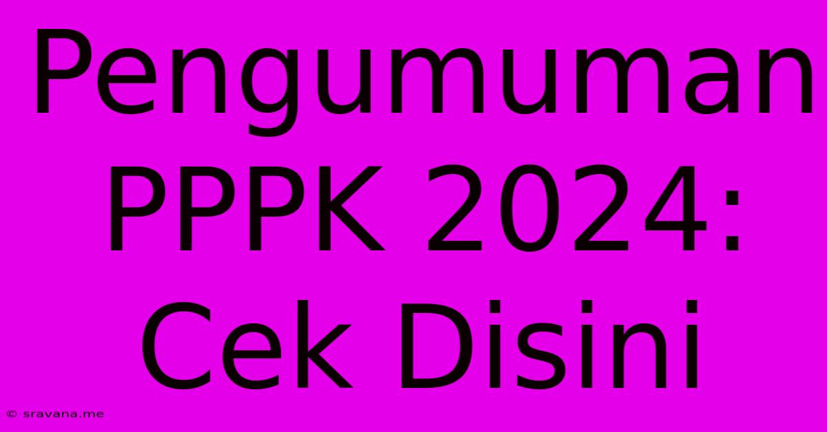 Pengumuman PPPK 2024: Cek Disini