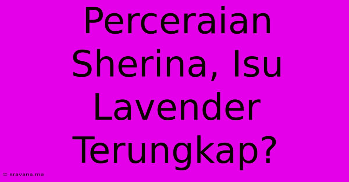 Perceraian Sherina, Isu Lavender Terungkap?